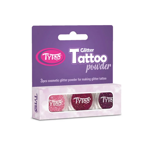 TyToo: Rózsaszín, mályva és sötét mályva színű csillámpor szett 3x2,5ml