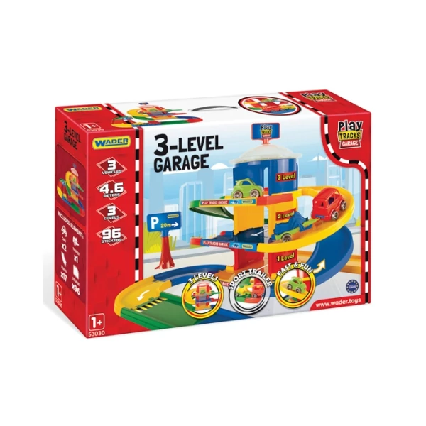 Play Tracks: 3 szintes garázs 2db kisautóval - Wader
