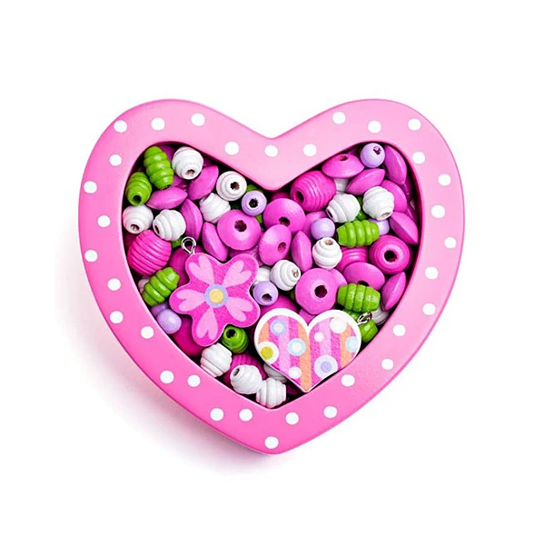 Rózsaszín szív kis fa gyöngyfűző szett