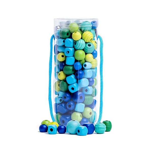 Kék fa gyöngyszett tégelyben