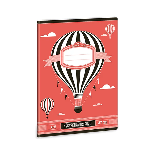 Hőlégballonos kockás füzet A/5