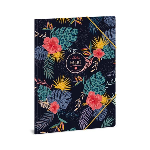 Aloha night virágmintás gumis dosszié A/4-es méretben