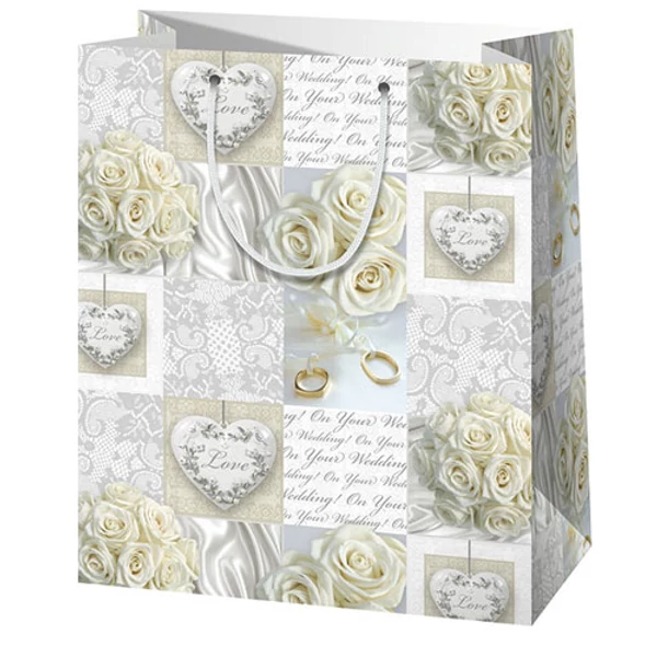 Esküvői nagy ajándéktáska 27x14x33cm