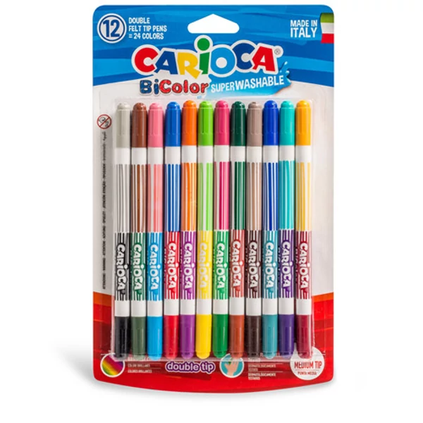 Kétszínű filctoll készlet 12db - Carioca