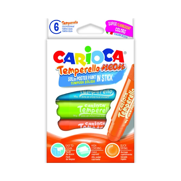Neon tempera stick 6db-os szett - Carioca