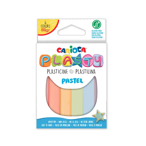 Pasztell színes modellező gyurma szett 6db-os 100g - Carioca