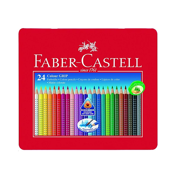 Háromszög alakú színes ceruza szett fém dobozban 24db - Faber-Castell