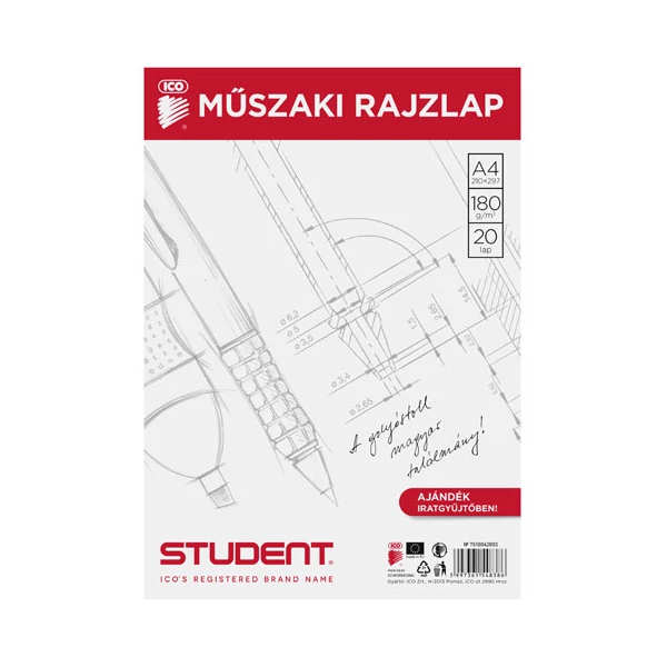 Ico: Student műszaki rajzlap ajándék iratgyűjtőben A/4