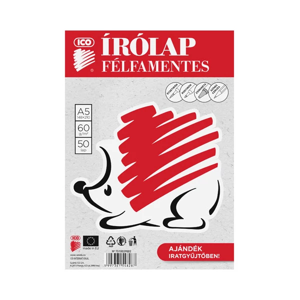 Ico: Süni félfamentes írólap A/5-ös méretben 50 lap