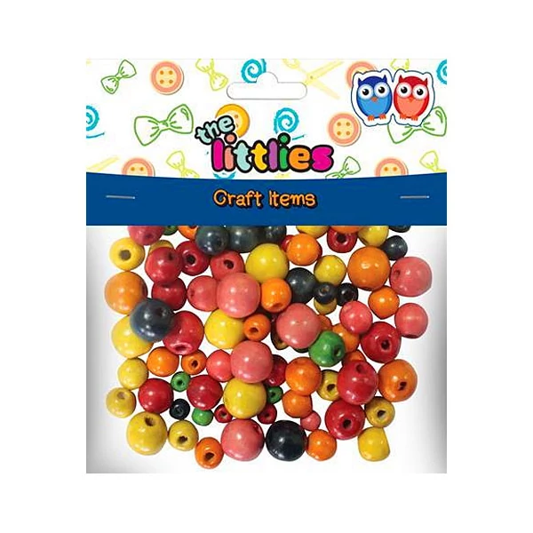 Színes fa gyöngyszett több méretben 150db