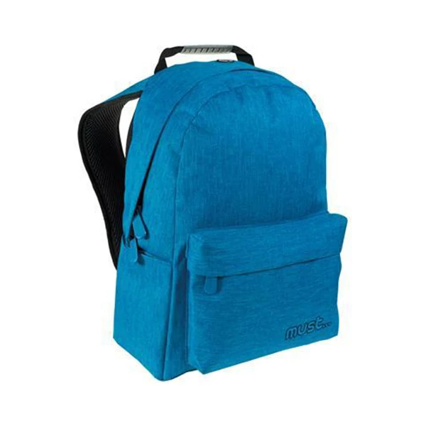 Világoskék egyszínű iskolatáska, hátizsák 42x32x17cm