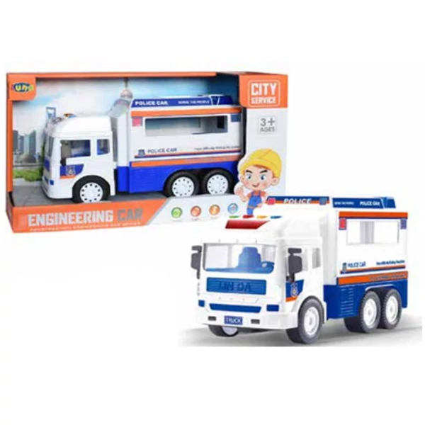 Rendőrségi teherautó fénnyel és hanggal