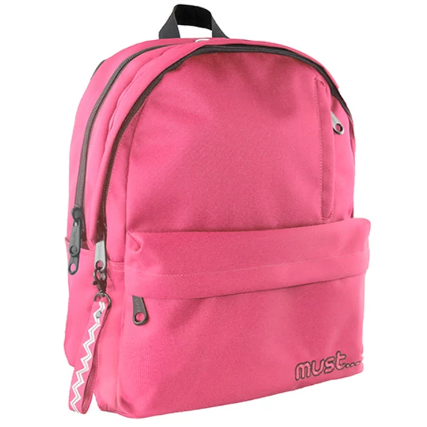Must: Világos rózsaszín lekerekített négyrekeszes iskolatáska, hátizsák