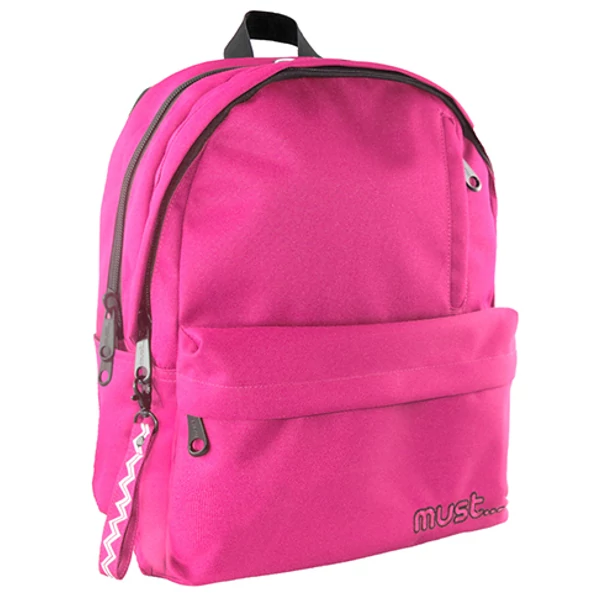 Must: Pink színű lekerekített négyrekeszes iskolatáska, hátizsák