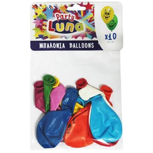Luna: Smile mintás színes lufi 10db-os szett