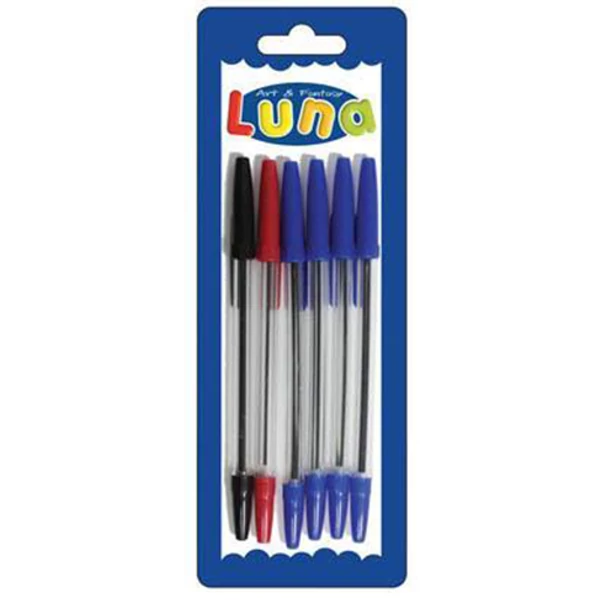 Luna: Golyóstoll szett 4db kék, 1db piros, 1db fekete