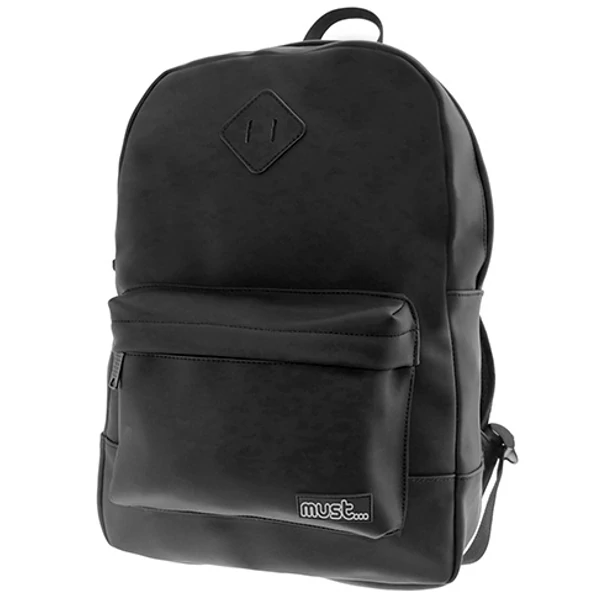Must: Fekete divatos lekerekített iskolatáska, hátizsák 30x13x41cm