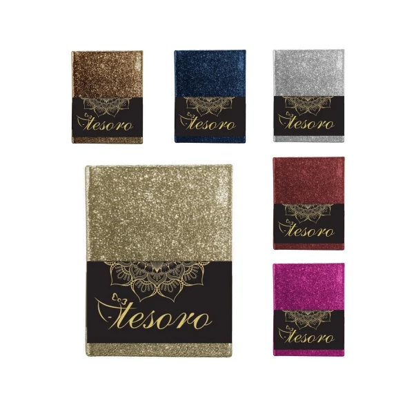 Tesoro csillámos napló több színváltozatban 20x14cm