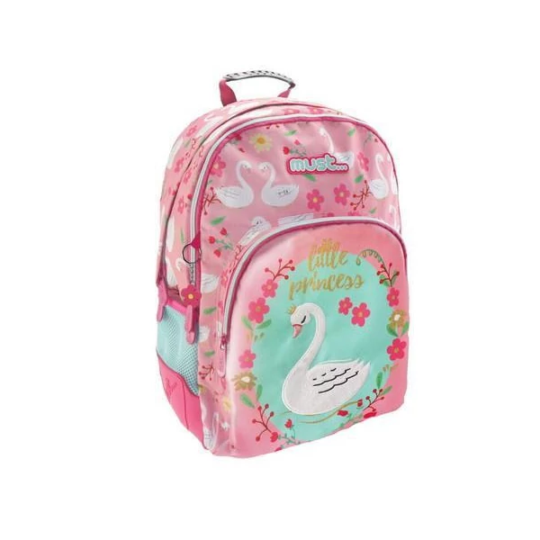 Must Hattyús lekerekített háromrekeszes iskolatáska, hátizsák 33x16x45cm