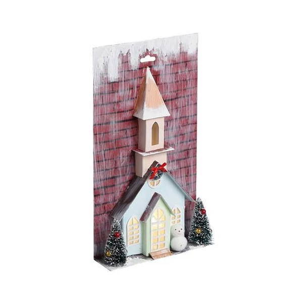 Stop & Look: Karácsonyi papír templom fénnyel 17x5x30cm