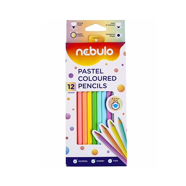Nebulo: Pasztell színű színes ceruza készlet 12db-os szett