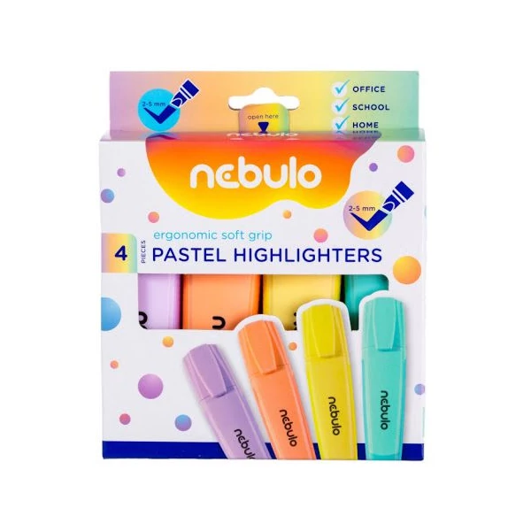 Nebulo: Pasztell színű szövegkiemelő készlet 4db-os szett