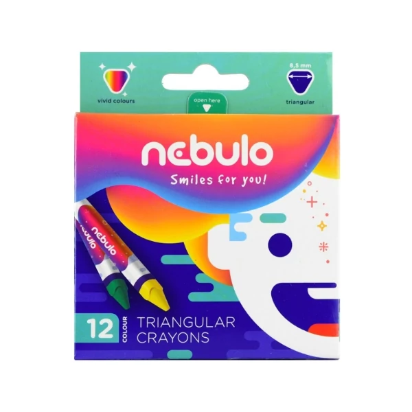 Nebulo: Színes háromszög alakú zsírkréta szett 12db-os