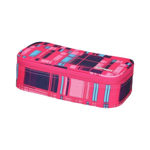 Spirit: Rózsaszín kockás ovális tolltartó 23x10x5,5cm