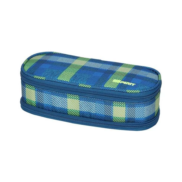 Spirit: Kék színű csíkozott ovális emeletes tolltartó 23x10cm