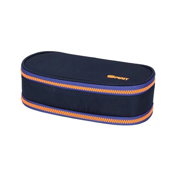 Spirit: Indigókék-narancssárga színű ovális emeletes tolltartó 23x10cm
