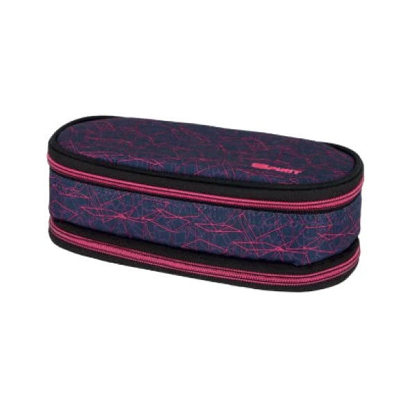 Spirit: My Bag pink kockás két rekeszes ovális tolltartó