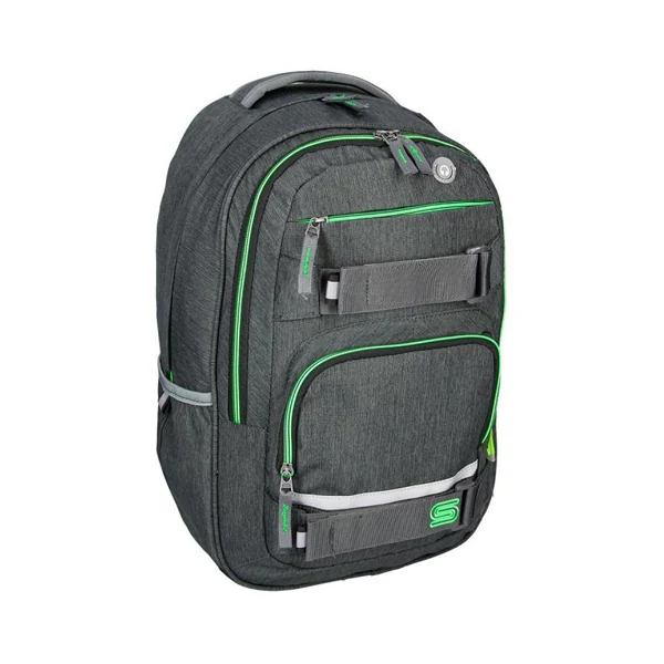 Spirit: Campus szürke és zöld lekerekített iskolatáska, hátizsák