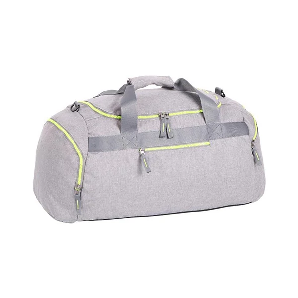 Spirit: Világos szürke sporttáska neonzöld cipzárral 55x31x41cm