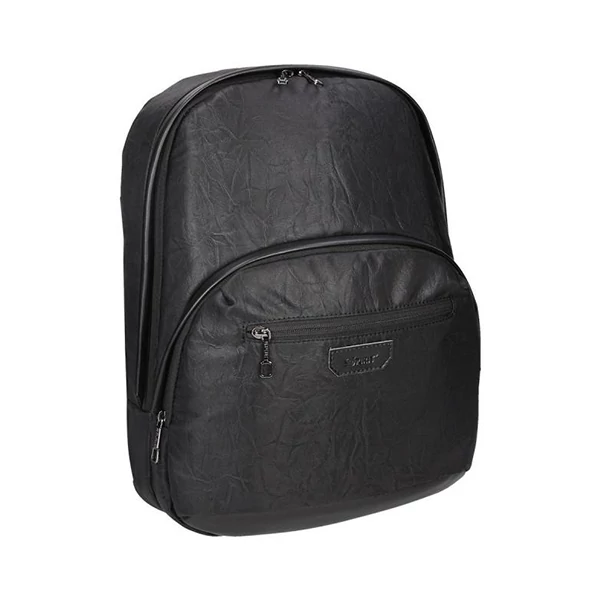 Spirit: Fekete három rekeszes műbőr hátizsák 41x33x7,5cm