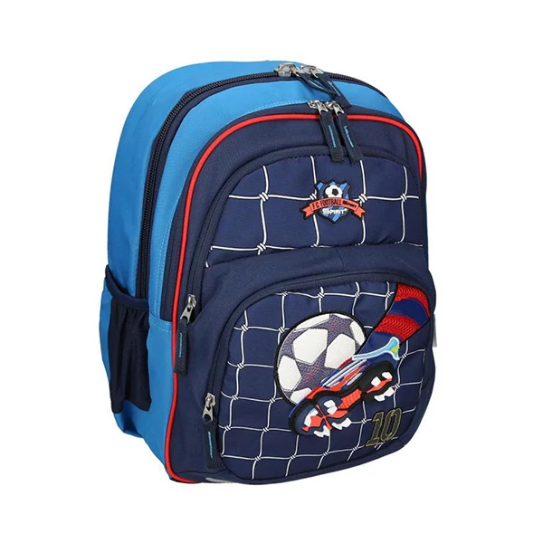 Spirit: Foci mintás kék színű négyrekeszes ergonómikus iskolatáska