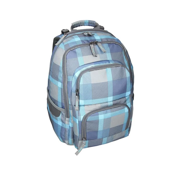 Spirit: E-Bag kék kockás lekerekített iskolatáska, hátizsák