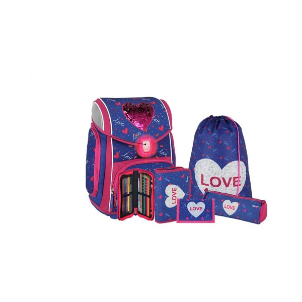 Spirit: Heart love 5db-os iskolatáska szett kiegészítőkkel LED fénnyel