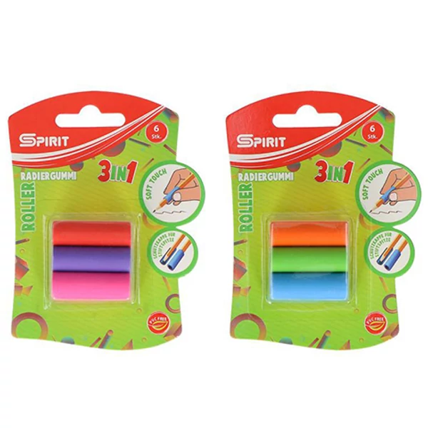Spirit: Roller 3in1 ceruzamarkolat és radír többféle színben 6db-os szett