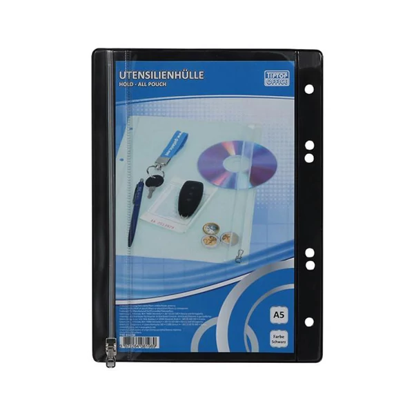 Spirit: Fekete színű lefűzhető cipzáras tasak A/5-ös méretben 1db