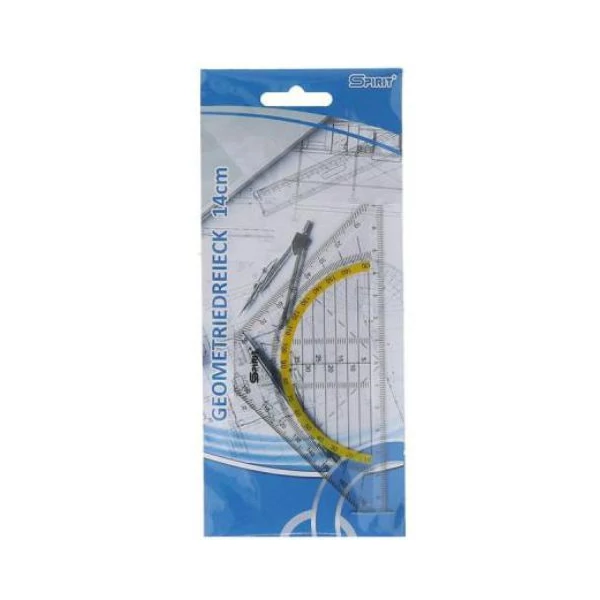 Spirit: Áttetsző háromszög alakú szögmérős vonalzó 16cm-es