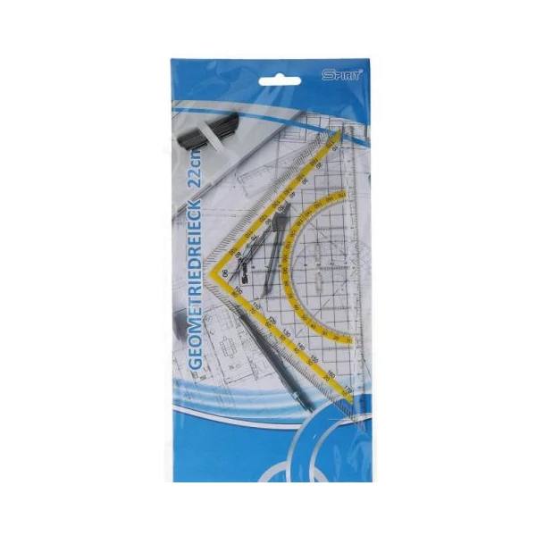 Spirit: Háromszög alakú áttetsző vonalzó szögmérővel 22cm-es