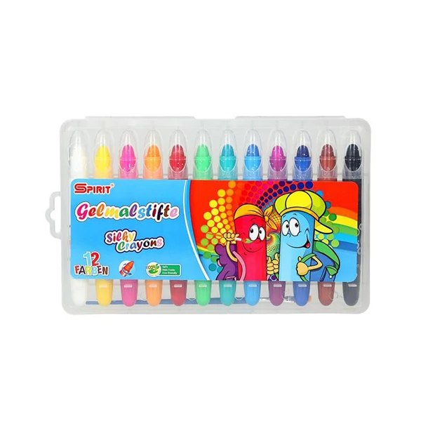 Spirit: Silky kicsavarható zsírkréta műanyag tárolóban 12db-os szett