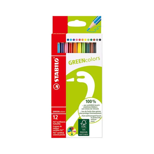 Stabilo: FSC GREENcolors színesceruza 12db-os szett