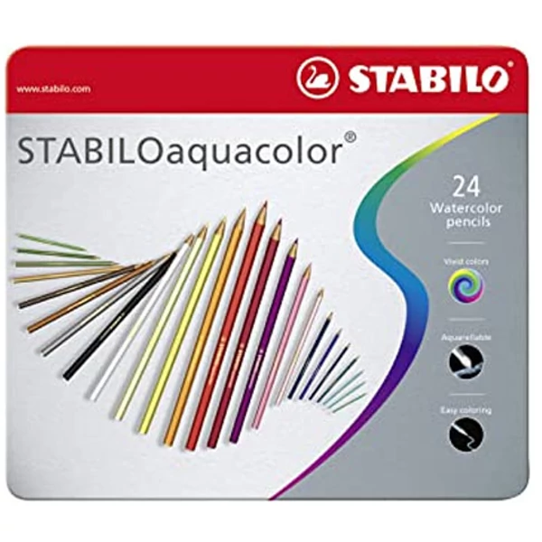 Stabilo: Aquacolor 24db-os színesceruza szett fém dobozban