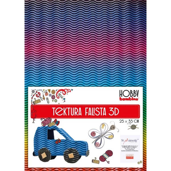 Bambino: Szivárványos kék dekor 3D hullámkarton B4 25x35cm