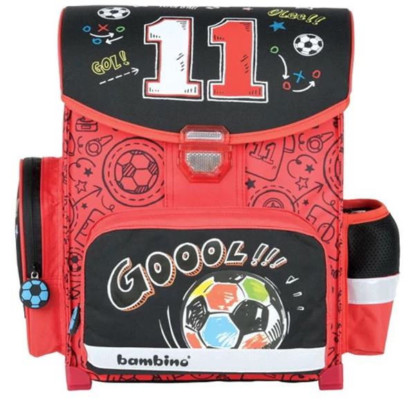 Football fekete-piros ergonomikus iskolatáska, hátizsák 36x27x14cm