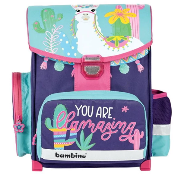 Lámás ergonomikus iskolatáska, hátizsák 36x27x14cm