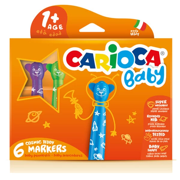 Carioca: Színes macis bébi filctoll 6db-os szett kimosható