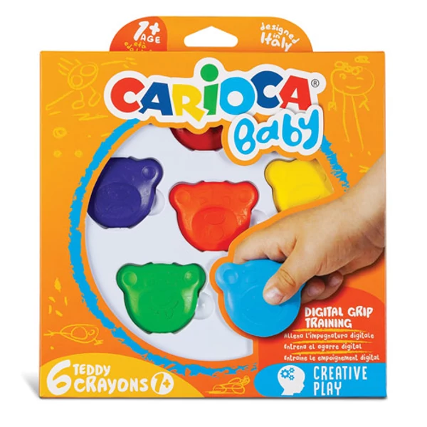 Maci formájú Baby Teddy zsírkréta 6 db-os - Carioca