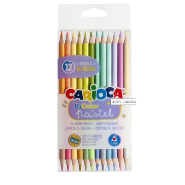 Bi-Color 12db-os pasztell színű két végű színes ceruza szett - Carioca